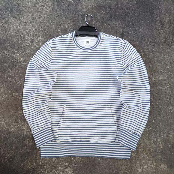 Gap Crewneck Sweater Womens L Sweatshirt White Striped Oversized Y2K Preppy - Picture 1 of 8